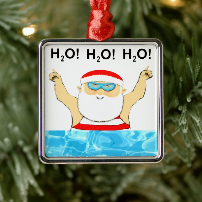 Ornement Carré Argenté piscine Père Noël collectible (Arbre)