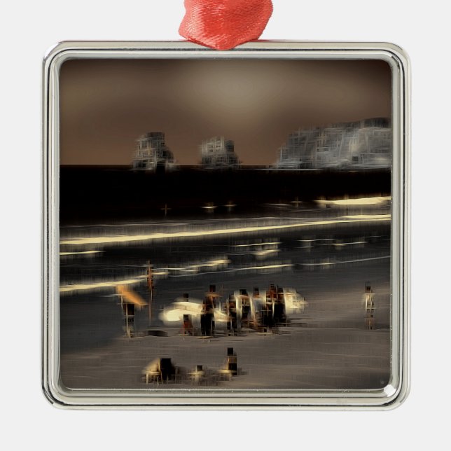 Ornement Carré Argenté Plage effet numérique de style "impression" (Devant)