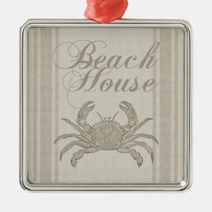 Ornement Carré Argenté Plage House Crab Seashore