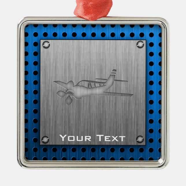 Ornement Carré Argenté Plan en métal brossé (Devant)