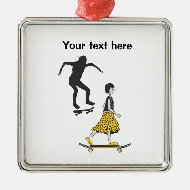 Ornement Carré Argenté Planche à roulettes (Devant)