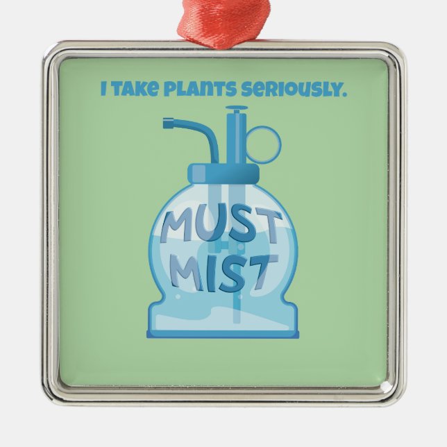 Ornement Carré Argenté Plant mister misting pot plants (Devant)