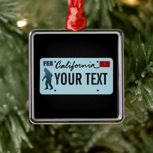 Ornement Carré Argenté Plaque de licence California Sasquatch