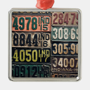Ornement Carré Argenté Plaques de licence vintages