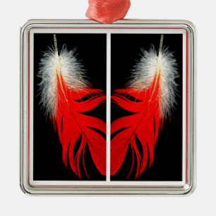 Ornement Carré Argenté plumes de gris africain