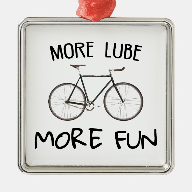 Ornement Carré Argenté Plus Lube Plus Vélo Amusant (Devant)