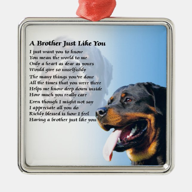 Ornement Carré Argenté Poème de frère - rottweiler (Devant)