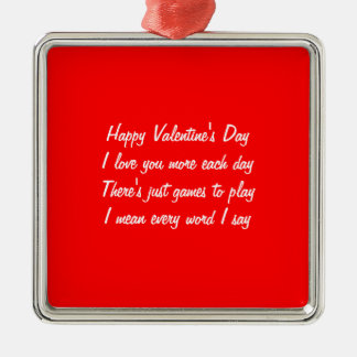 Ornement Carré Argenté Poème de la Saint Valentin