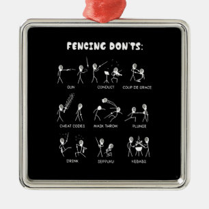 Ornement Carré Argenté Poison de Fencing   I Always Win All Match