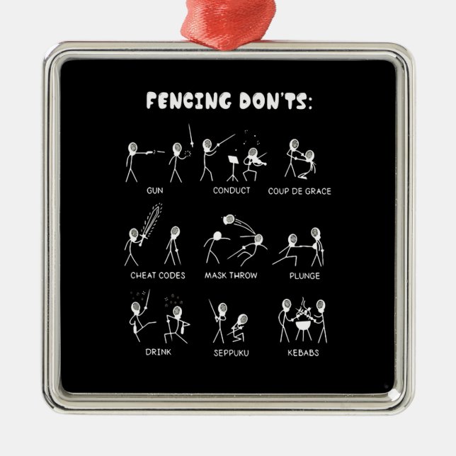 Ornement Carré Argenté Poison de Fencing | I Always Win All Match (Devant)