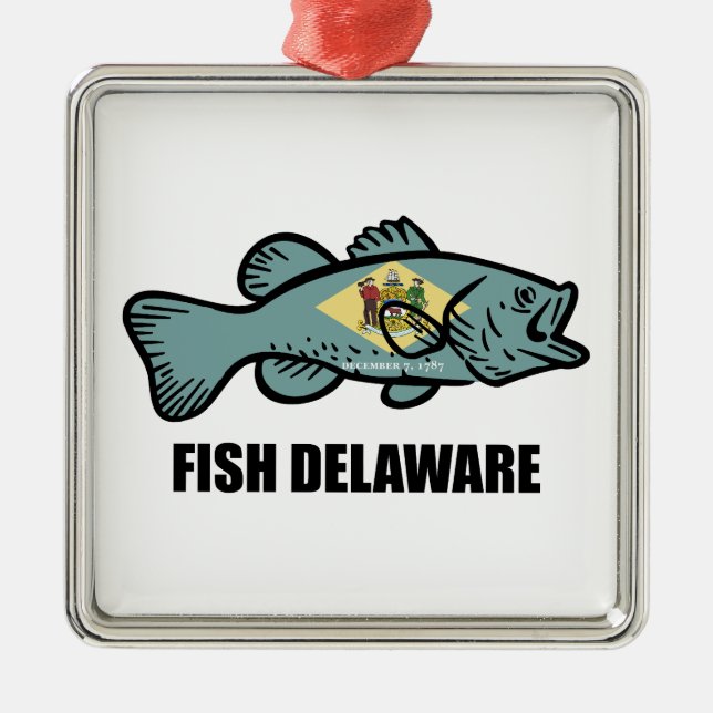 Ornement Carré Argenté Poisson Delaware (Devant)