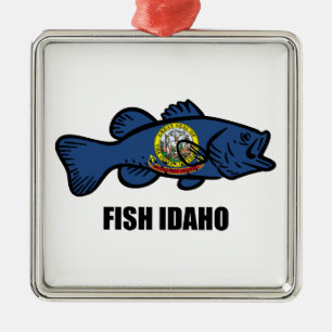 Ornement Carré Argenté Poisson Idaho