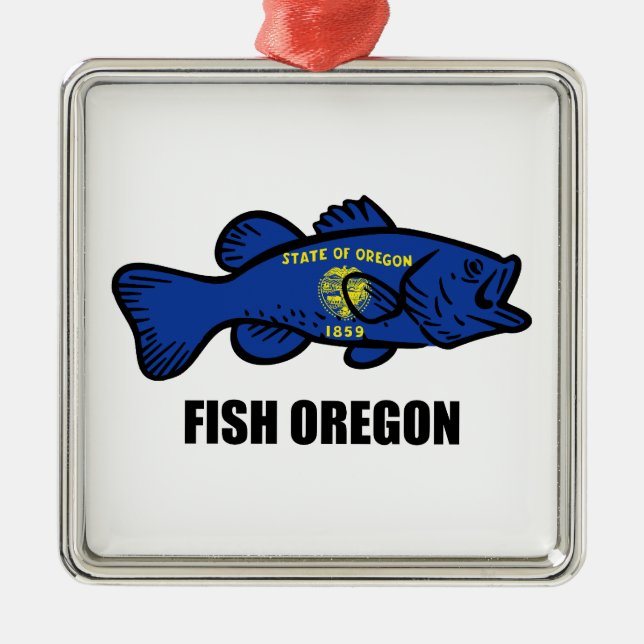 Ornement Carré Argenté Poisson Oregon (Devant)