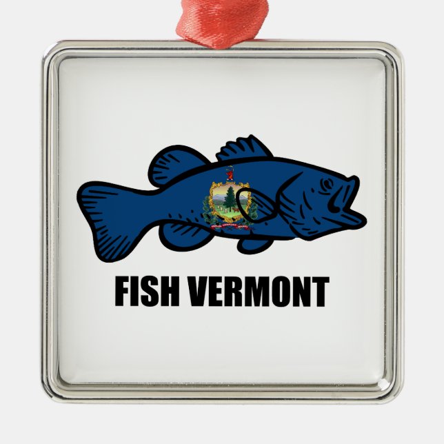 Ornement Carré Argenté Poissons du Vermont (Devant)