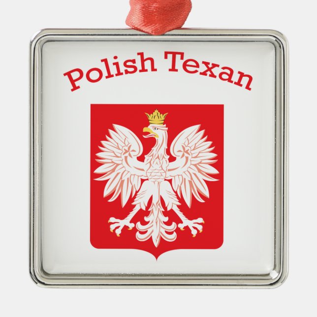 Ornement Carré Argenté Polish Texan Eagle Shield (Devant)