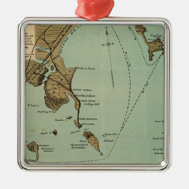 Ornement Carré Argenté Port de Boston (Devant)