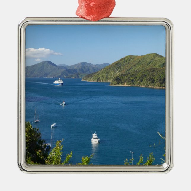 Ornement Carré Argenté Port Picton, Marlborough Sounds, Sud (Devant)