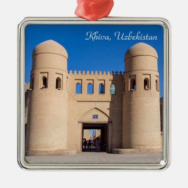 Ornement Carré Argenté Porte Ouest à deux tours - Khiva, Ouzbékistan (Devant)
