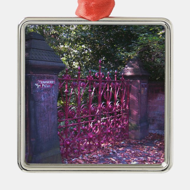 Ornement Carré Argenté Portes à Strawberry Fields Liverpool (Devant)