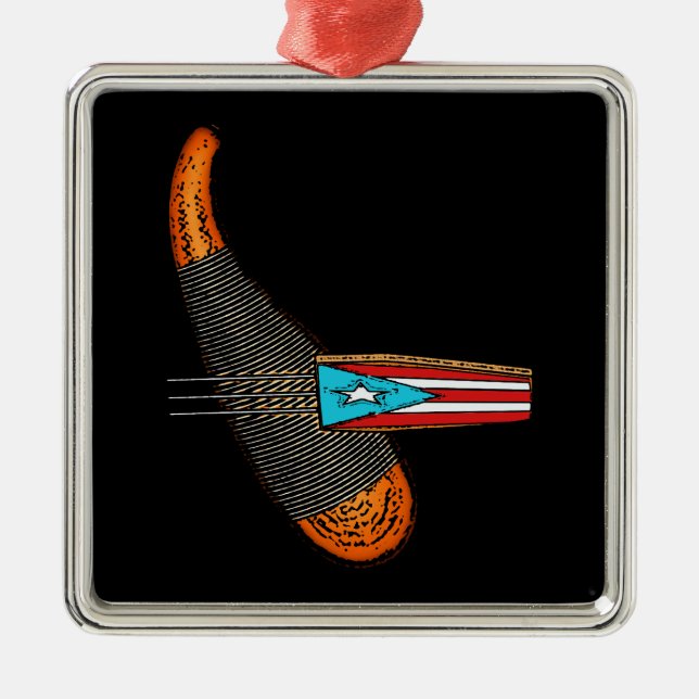 Ornement Carré Argenté Porto Rico Flag Guiro (Devant)