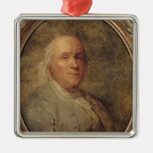 Ornement Carré Argenté Portrait de Benjamin Franklin, c.1780