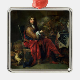 Ornement Carré Argenté Portrait de Charles Le Brun (1619-90) 1686 (huile