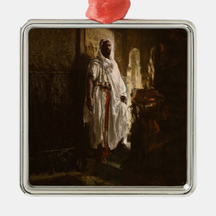 Ornement Carré Argenté Portrait de chef maure, peinture d'art africain