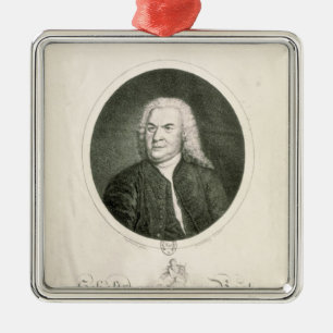 Ornement Carré Argenté Portrait de Johann Sebastian Bach