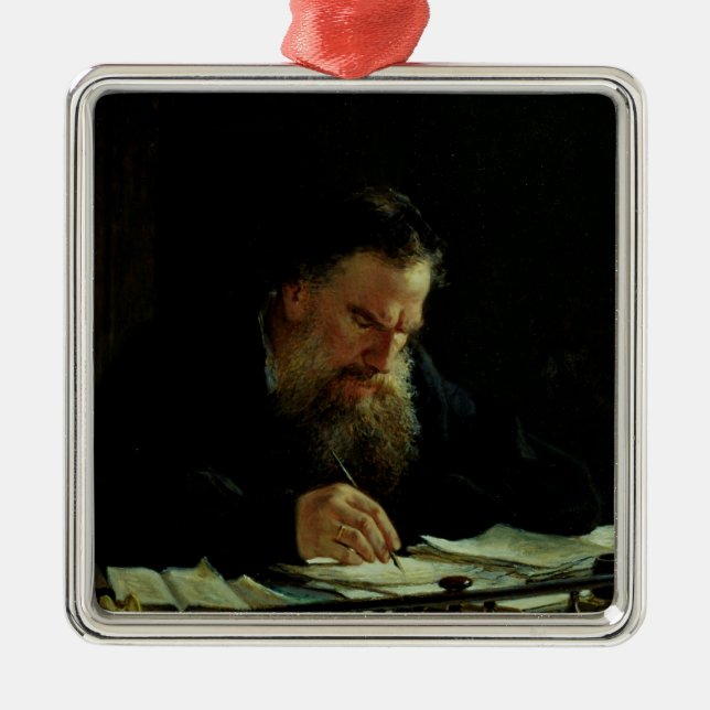 Ornement Carré Argenté Portrait de Lev Tolstoy (Devant)