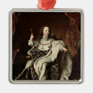 Ornement Carré Argenté Portrait de Louis XV dans des robes longues de