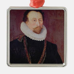 Ornement Carré Argenté Portrait de monsieur John Hawkins 1581