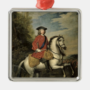 Ornement Carré Argenté Portrait du Roi George I, 1717