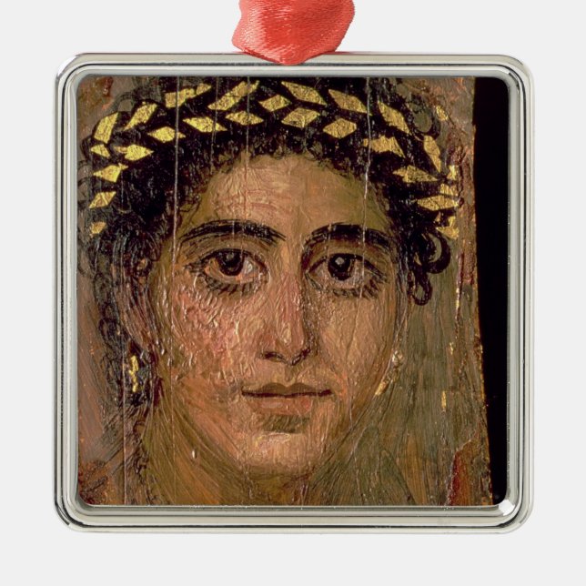 Ornement Carré Argenté Portrait d'une femme, de Fayum, Romano-Égyptien, (Devant)