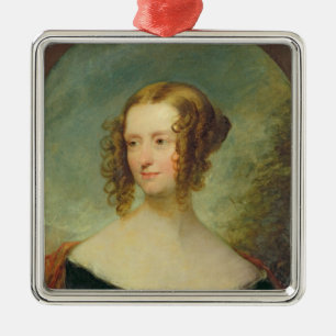 Ornement Carré Argenté Portrait d'une jeune femme