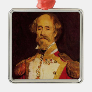 Ornement Carré Argenté Portrait vintage du général militaire du XIXe sièc