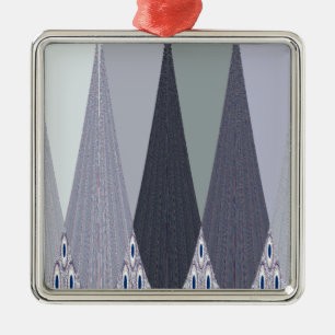 Ornement Carré Argenté Pots Chevron Gris Cendré Imprimer