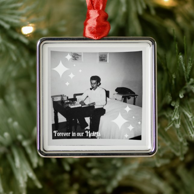 Ornement Carré Argenté Pour toujours dans nos coeurs (Arbre)