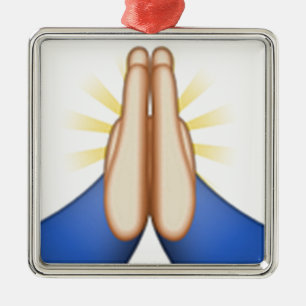 Ornement Carré Argenté praying emoji