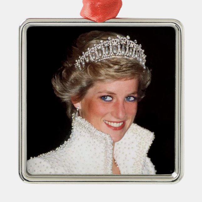 Ornement Carré Argenté Princesse Diana 1989 (Devant)