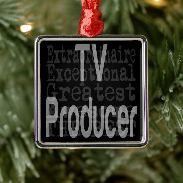 Ornement Carré Argenté Producteur TV Extraordinaire (Arbre)
