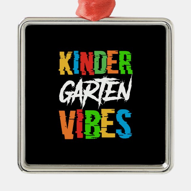 Ornement Carré Argenté Professeur Kinder Garten Vibes (Devant)