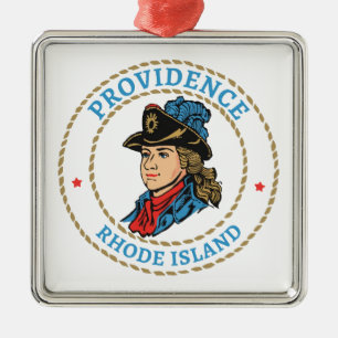 Ornement Carré Argenté Providence Rhode Island Colonial