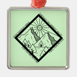 Ornement Carré Argenté Psaume 23 4 Ne crains aucun mal Bible chrétienne V