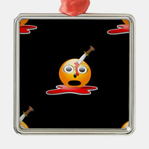Ornement Carré Argenté psycho-émoji