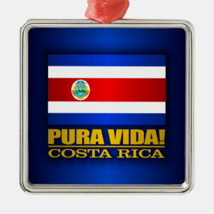 Ornement Carré Argenté Pura Vida ! Costa Rica