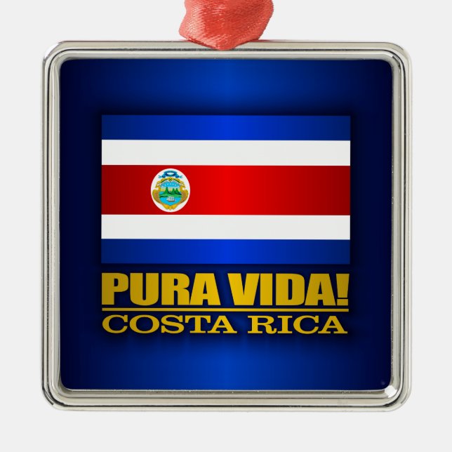 Ornement Carré Argenté Pura Vida ! Costa Rica (Devant)