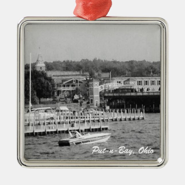 Ornement Carré Argenté Put-n-Bay, Ohio Photo Ornament (Devant)
