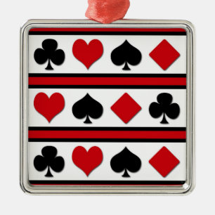 Ornement Carré Argenté Quatre combinaisons de cartes