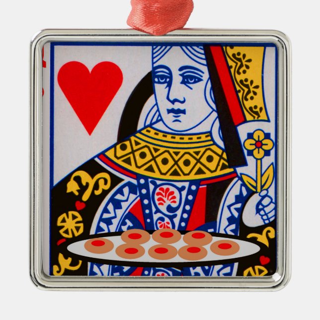 Ornement Carré Argenté Queen of Hearts a fait quelques tartes (Devant)
