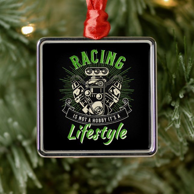 Ornement Carré Argenté Racing is not A Hobby It's A Lifestyle (Arbre)